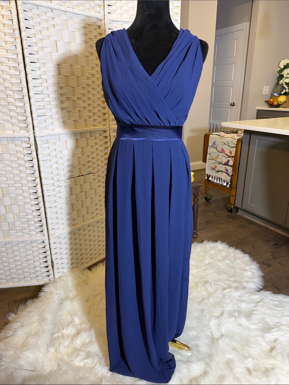 TFNC Royal Blue Sleeveless V-Neck Maxi Dress
